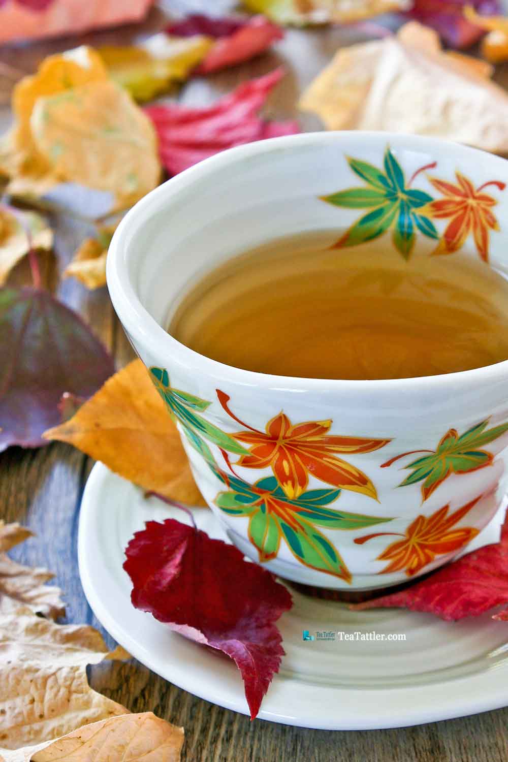 Autumn Tea - poem and musings of the changing seasons with pictures of the fiery autumn landscape with shades of gold to rich mauve. | TeaTattler.com #autumntea #autumn #changingseasons