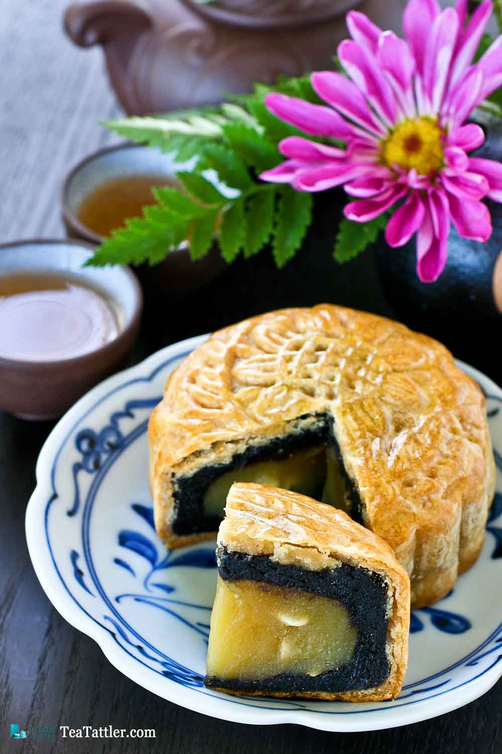 Black Sesame and Lotus Paste Mooncakes for the Mid Autumn Festival celebrated on the 15th day of the 8th moon of the Lunar calendar. | TeaTattler.com #mooncakes #midautumnfestival #mooncakefestival