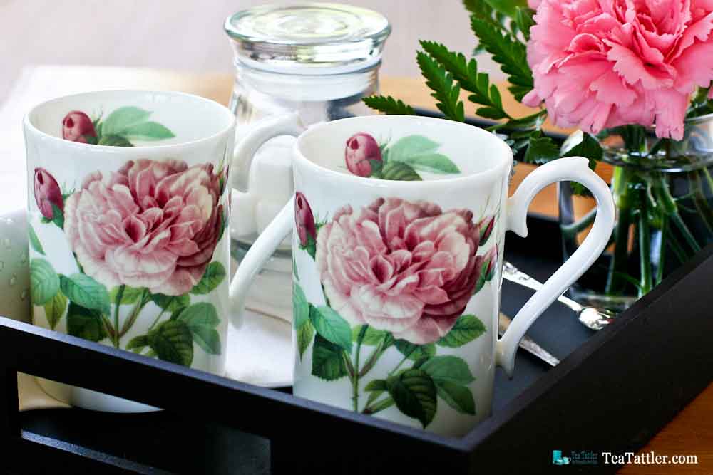 The Rose Collection - dainty and practical tea mugs by Roy Kirkham, England for a quick cuppa. Perfect for settling in with a good book. | TeaTattler.com #teamug