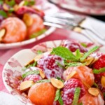 Cantaloupe Strawberry Salad - a cool and refreshing fruit salad using seasonal fruits perfect for a light meal or dessert. | TeaTattler.com #cantaloupestrawberrysalad #cantaloupesalad #strawberrysalad