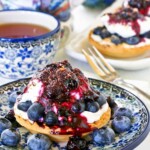 Easy to assemble Blueberry Cream Cheese Tarts using ready-to-fill tart shells. Only minutes to prepare toppings and sauce on stove top. | TeaTattler.com #blueberrytarts #readytofilltarts